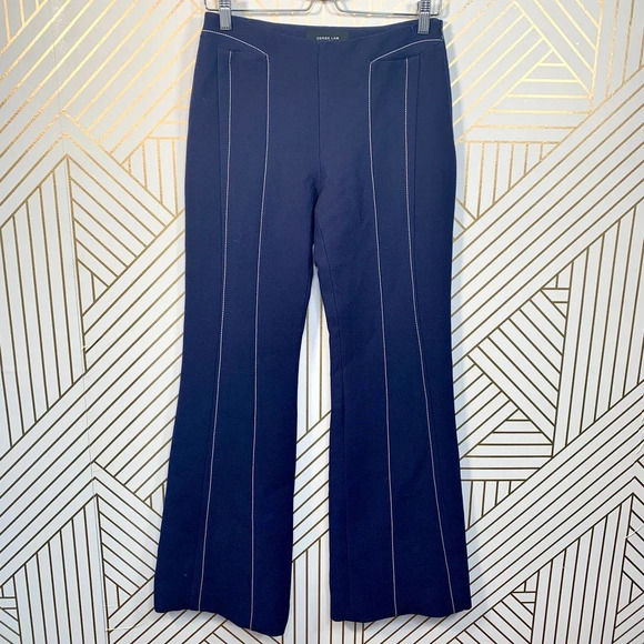 Derek Lam Contrast-Seam Flare Trousers Navy‎ Blue - Picture 3 of 12